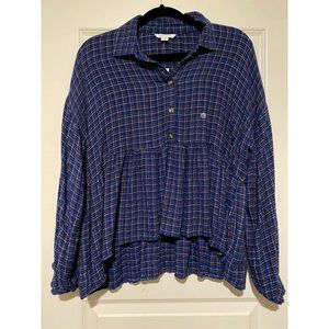 American Eagle Babydoll Blue Long-Sleeve Top